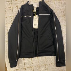 Boys Black Track Jacket with Contrast Piping